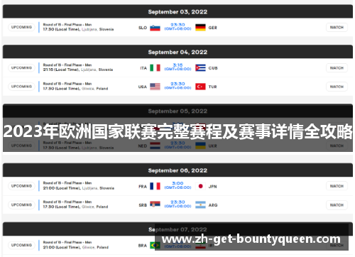 2023年欧洲国家联赛完整赛程及赛事详情全攻略